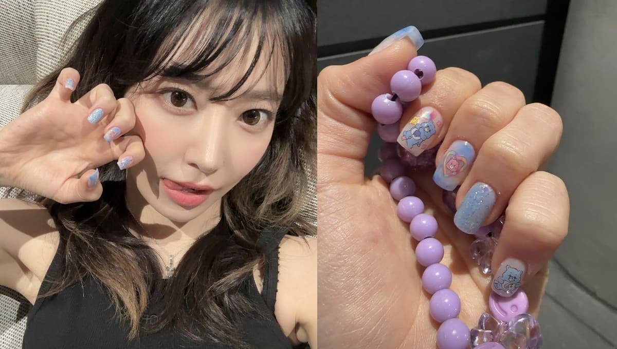 3 ideas de uñas cortas de ositos cariñositos para lucir como Sakura de LE SSERAFIM