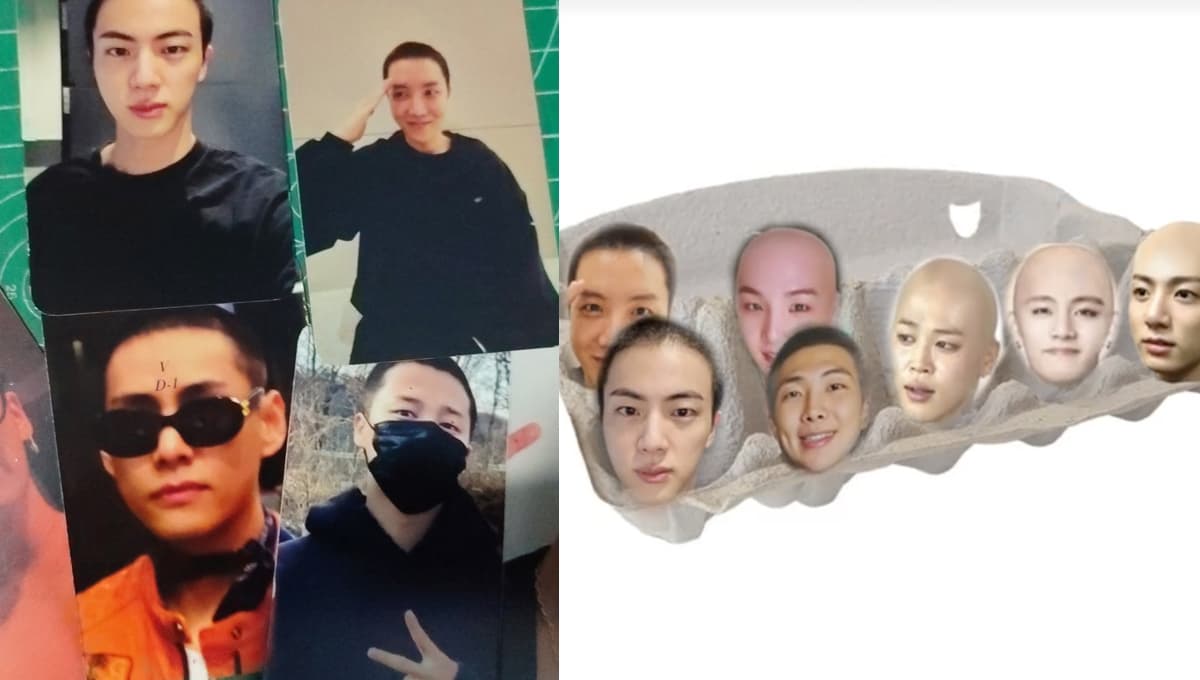 7 memes de BTS pelones para photocards para reír mientras lloras por su servicio militar