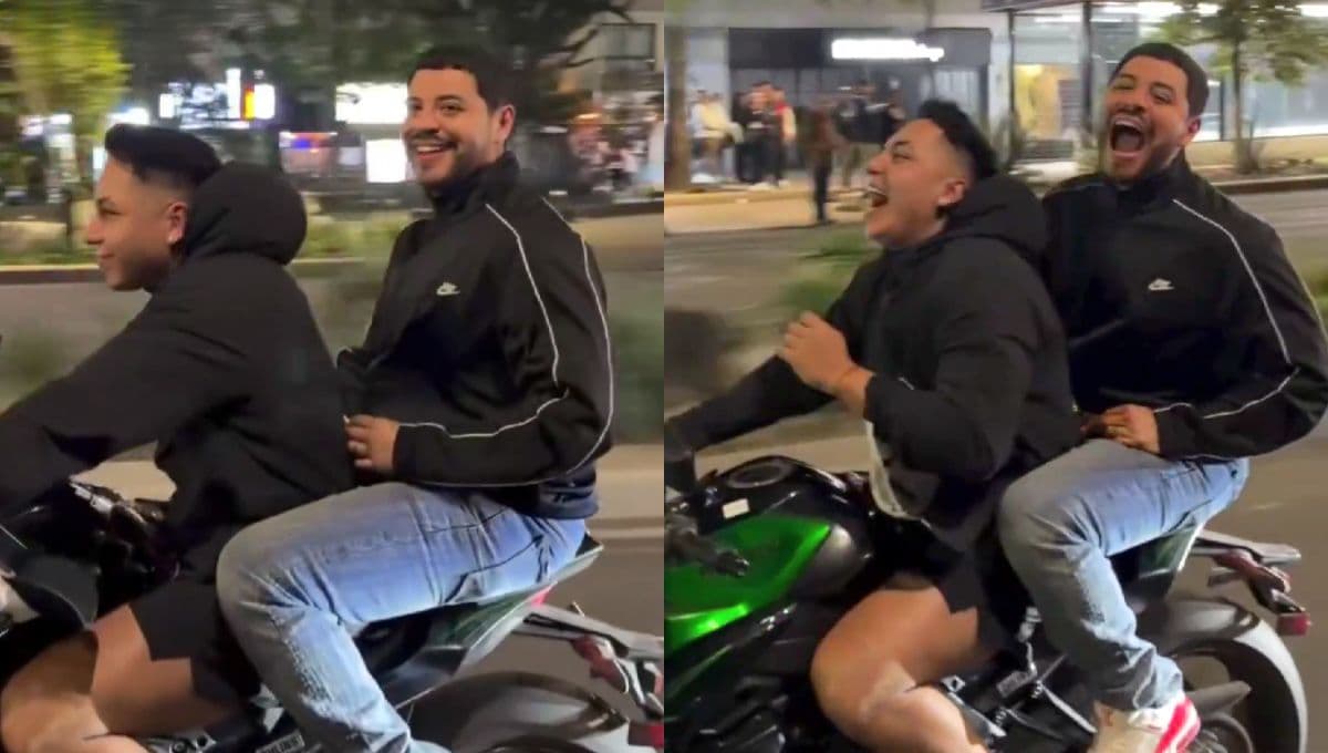 Critican a Eduin Caz y Ese Pérez por viajar en moto sin casco en CDMX